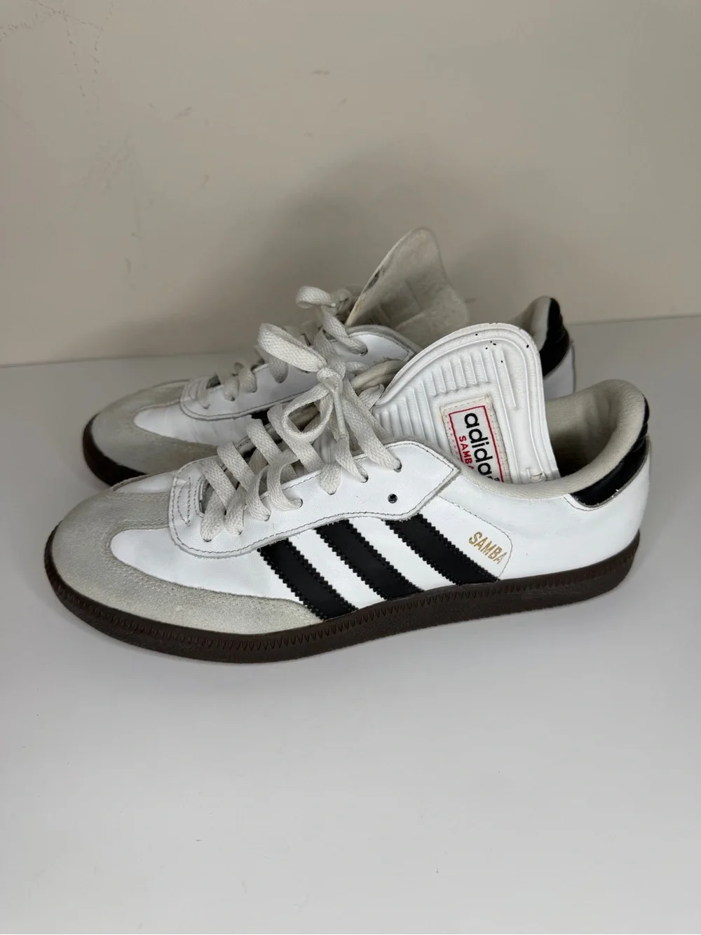 Adidas Samba Classic Mens Size 8 White Black Athletic Leather Shoes Sneakers